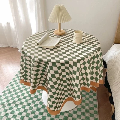 

2024 Chessboard tablecloth rectangular round table dining table striped checkered coffee table cloth cushion