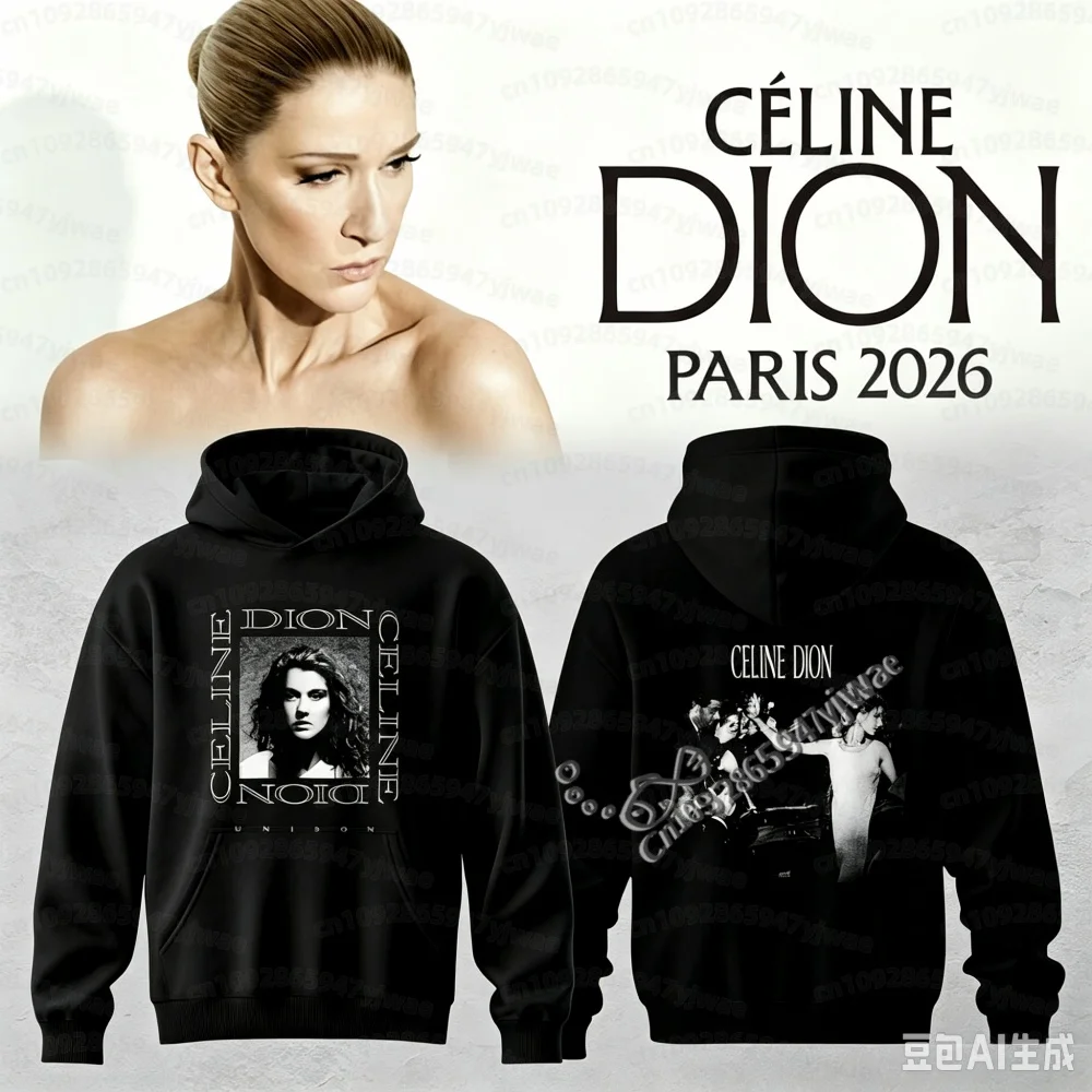 Herren Damen Celine Dion Paris 2026 Tour Hoodie Unisex Pullover Kapuzenpullover Vintage Konzert Grafik Fan Tops Herren Hoodies – Detail 8