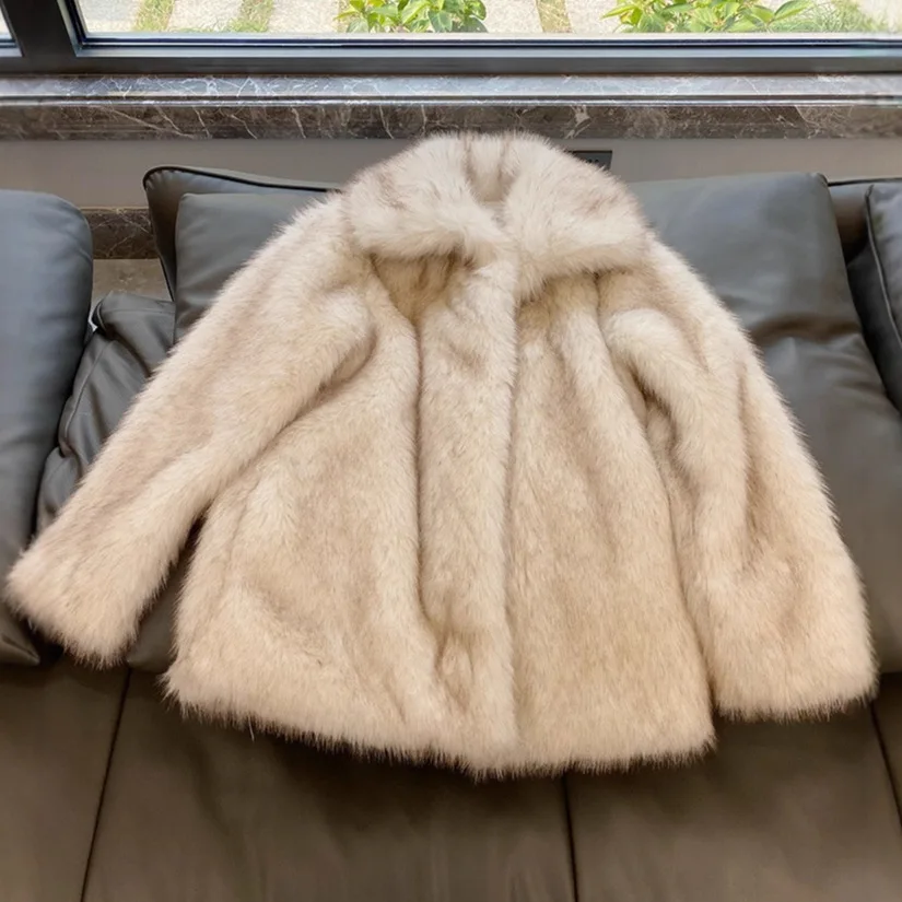 เสื้อโค้ทขนสัตว์เทียมสำหรับผู้หญิง ฤดูใบไม้ร่วง ฤดูหนาว หนานุ่ม อุ่นสบาย ระดับไฮเอนด์ ความยาวปานกลาง แฟชั่นอเนกประสงค์ เป็นมิตรกับสิ่งแวดล้อม
