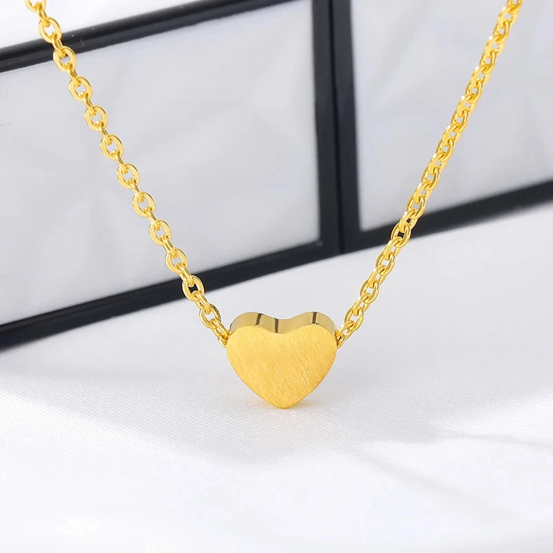 Stainless Steel Gold Color Love Heart Necklaces For Women 2024 Trendy Butterfly Pendant Clavicle Chain Jewelry Lady Accessories