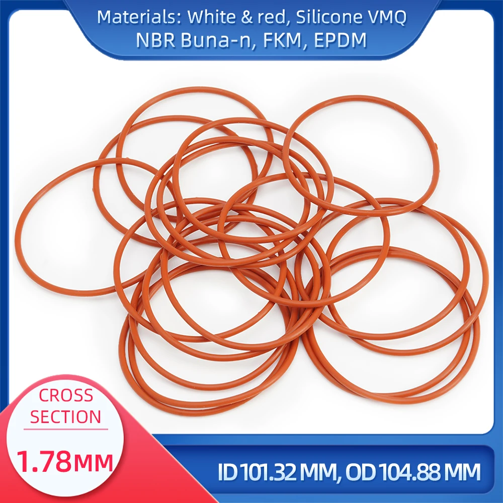 

O Ring CS 1.78mm ID 101.32 mm OD 104.88 mm Material With Silicone VMQ NBR FKM EPDM ORing Seal Gaske