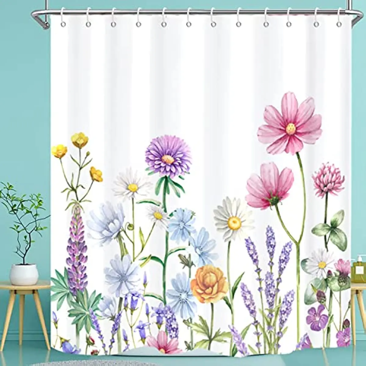 Tropical Greenery Bathroom Shower Curtain Floral Eucalyptus Leaf Shower Curtains Fabric Washable Hanging Curtain Bathroom Decor