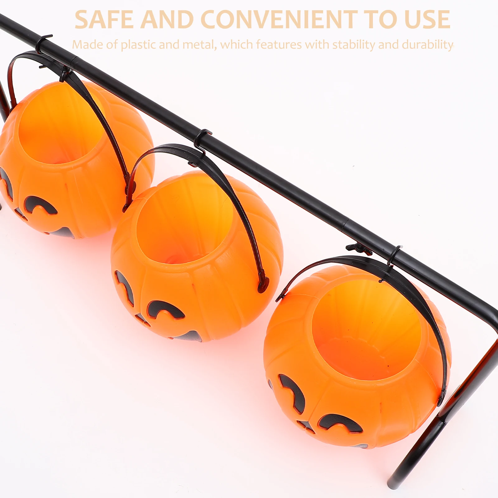 

1Set Halloween Pumpkin Bucket Candy Container Reusable Plastic Metal Candy Bucket for Party Favors Treats Halloween Decor
