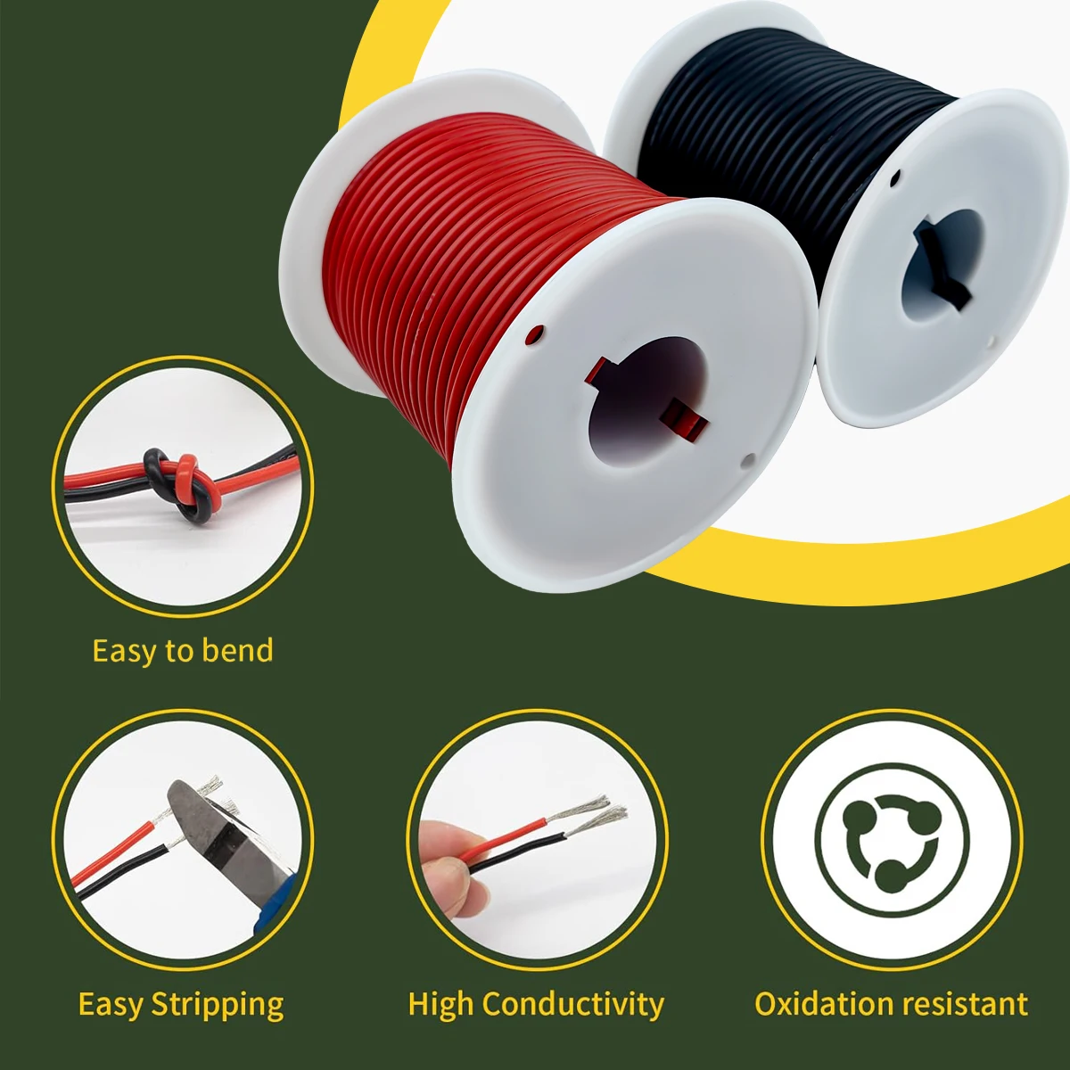 12-13-14-16-17-18-20-22-24-26-28-30 Gauge Flexible Silicone Electrical Wire Red Black 22 AWG Stranded Tinned Copper Hookup Wire