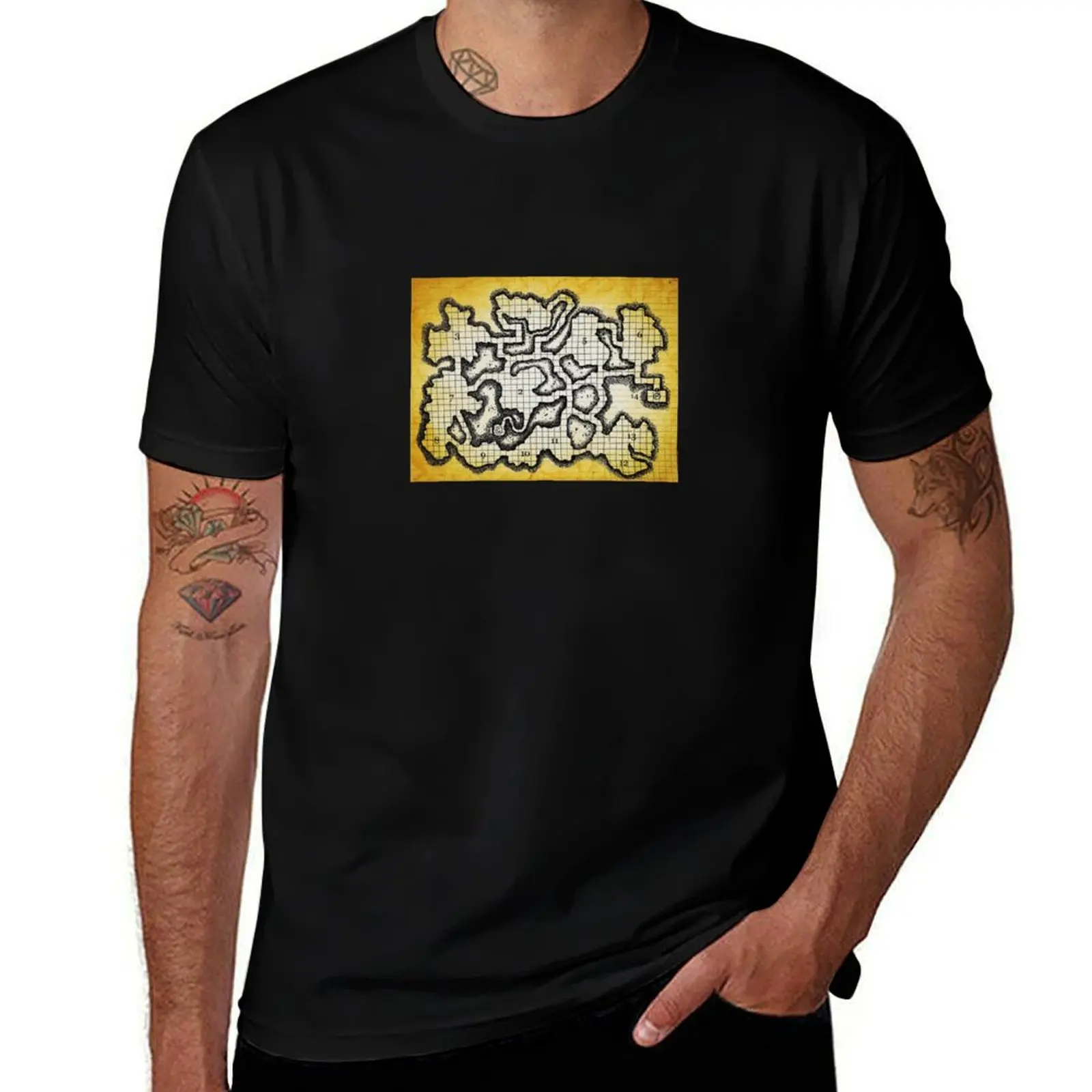 

Old School Dungeon Map Art | Goblin Caves T-Shirt man t shirt cotton high quality men t shirt cotton 100% T-Shirt