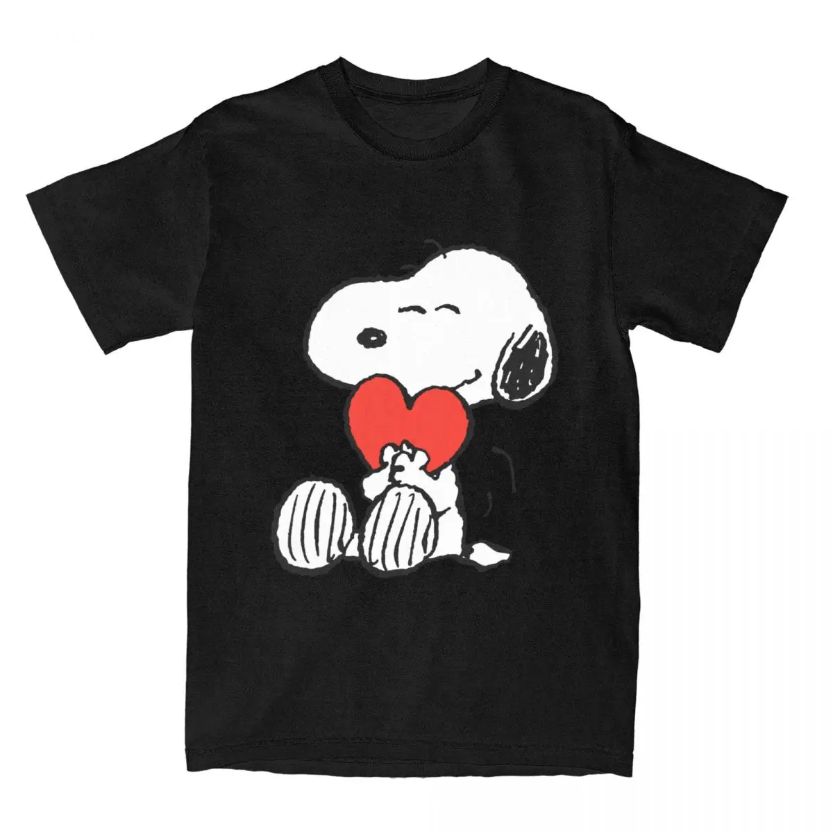 Amusing Valentine's Day Snoopy Heart Hipster T-Shirt Pure Cotton Tee Short Sleeve Daily Casual T Shirts Round Neck Unisex Tops