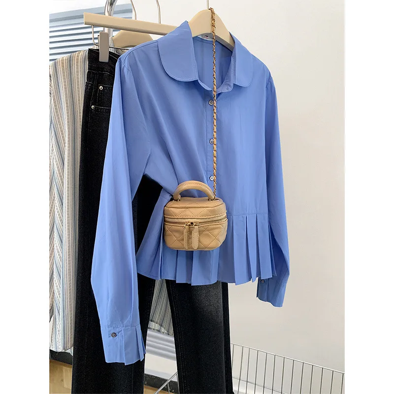 

French Blue Long Sleeve Shirt Jacket for Women in Spring and Autumn 2025 New Cardigan Top