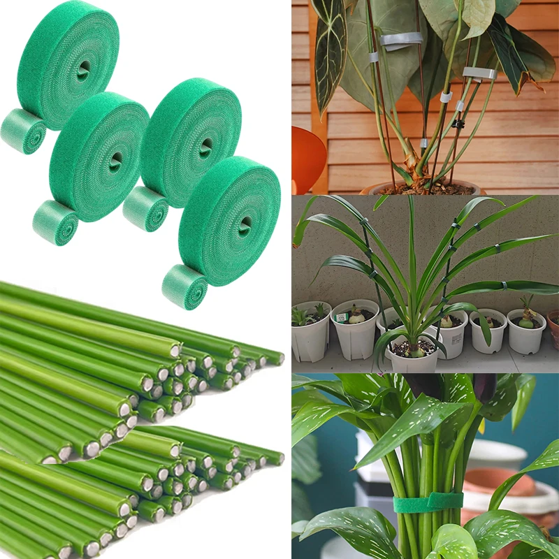 

Self Adhesive Plant Nylon Cable Tie Green Adjustable Plants Hook Loop Reusable Fastener Stakes Garden Bendable Support Stakes