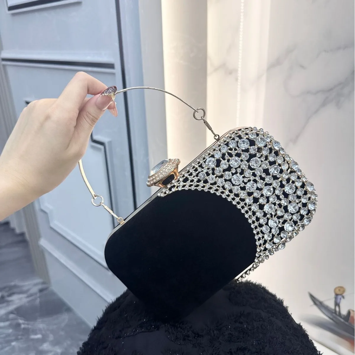 حقيبة يد مسائية مدمجة بالألماس الرجعية للنساء حقيبة يد Dr متعددة الاستخدامات Ele Par Accory Hard ell صغيرة الحجم #4