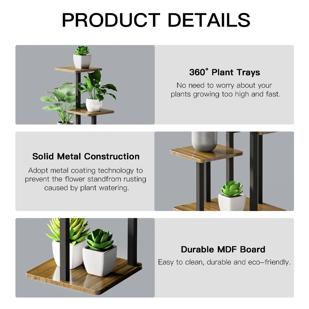 5 Tier Plant Stand Indoor,,Multi-Layered Plant Stands for Multiple Indoor Plants, Corner Flower Stand for Living Room