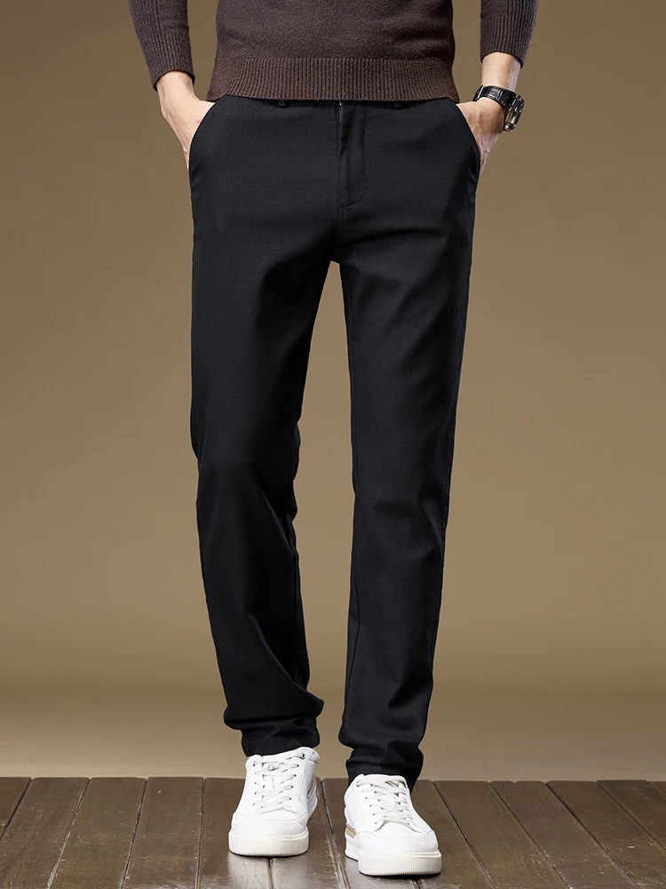 Pantaloni casual slim coreani alla moda Pantaloni comodi elastici dritti da uomo nuovi da lavoro Caffè Grigio Nero Abbigliamento maschile classico