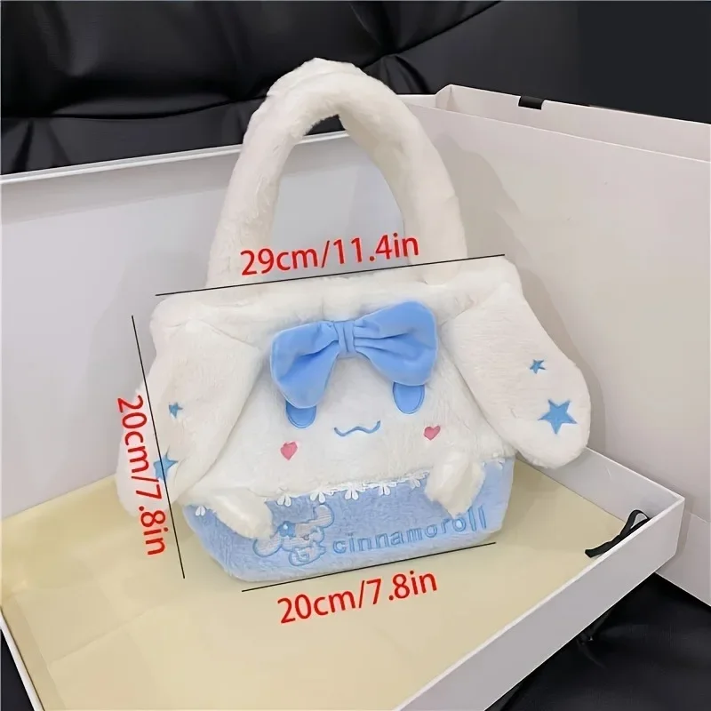 Sanrio Series Plush Handbag Kuromi Melody Cute Sweet Plush Shoulder Bag Fashionable Girl Heart Children\'s Shoulder Bag Birthday