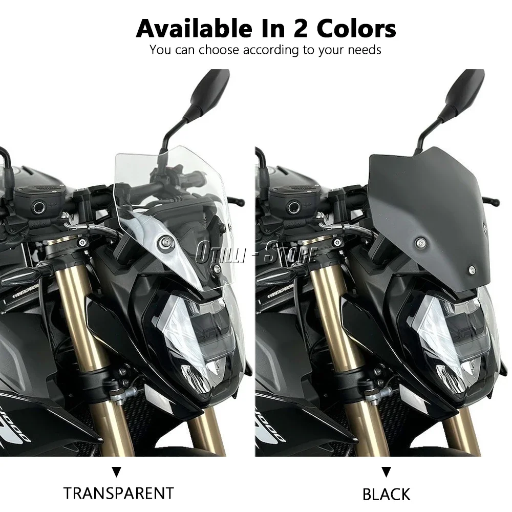 Parabrezza sportivo parabrezza nero trasparente con staffa accessori moto per BMW S1000R S 1000 R s1000r 2021 2022 2023