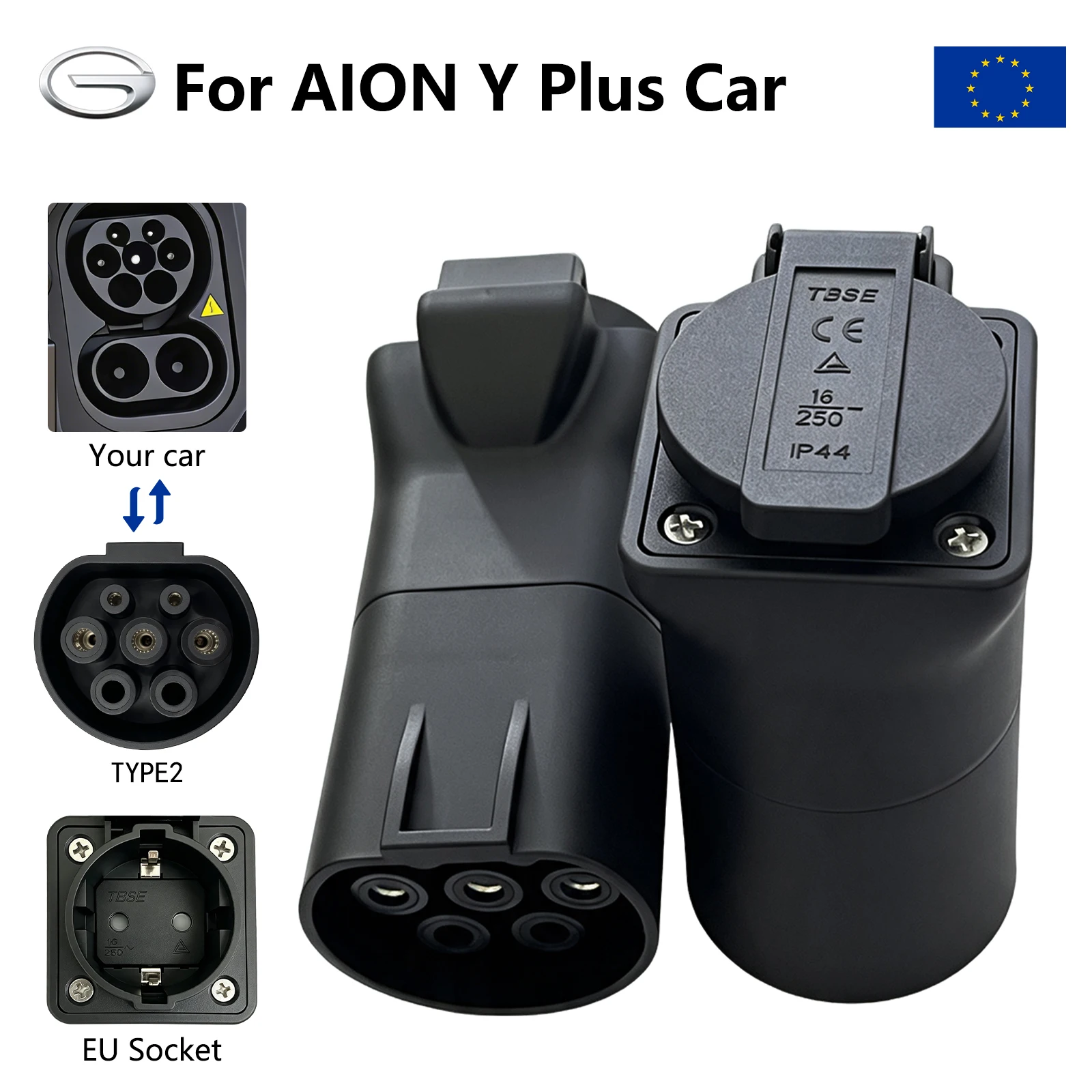 Type2 V2L-ontladingsadapter geschikt voor BYD, MG, Deepal, Geely, Jaecoo, Omoda, LYNK voertuig-naar-belasting-stekker EU-aansluiting EV-kampeervoertuigen