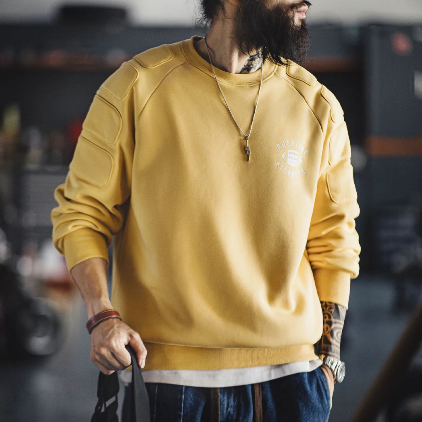 

Мужская толстовка с круглым вырезом на флисовой подкладке Maden, утепленный теплый пуловер, свободный крой, повседневный топ для осени и зимы, многослойная толстовка