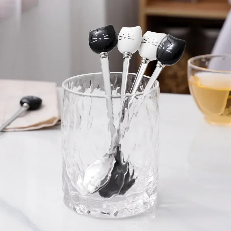 Мультяшная искусственная ложка из нержавеющей стали для мороженого, сахара, чая, десерта, кофейной ложки, аксессуары для кофе, десертная ложка