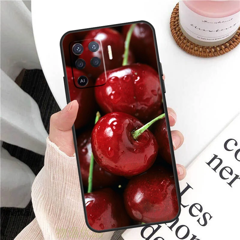 Casing Buah Musim Panas Ceri Merah untuk Oppo A98 A58 A78 A18 A38 A60 A80 A40 A77 A57 A17 A74 A54 A94 A96 A76 A16 A15 A5 Pro
