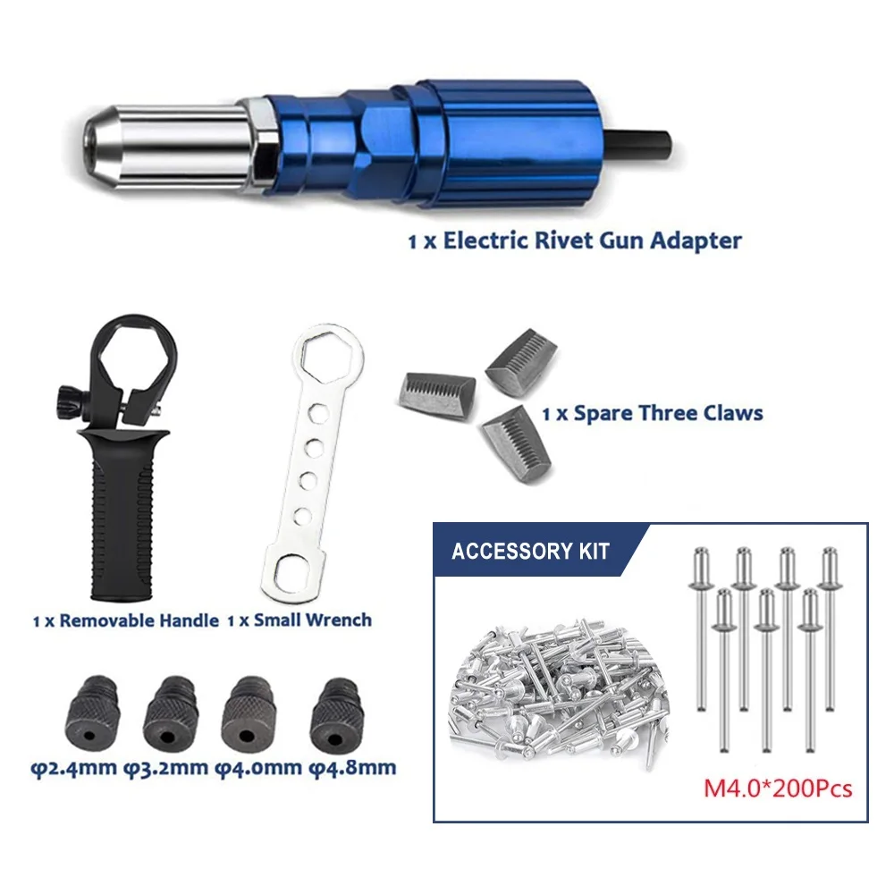 Electric Rivet Gun 2.4mm-4.8mm rivet nut gun drill adapter Cordless riveting tool Insert Nut Pull Rivet Tool