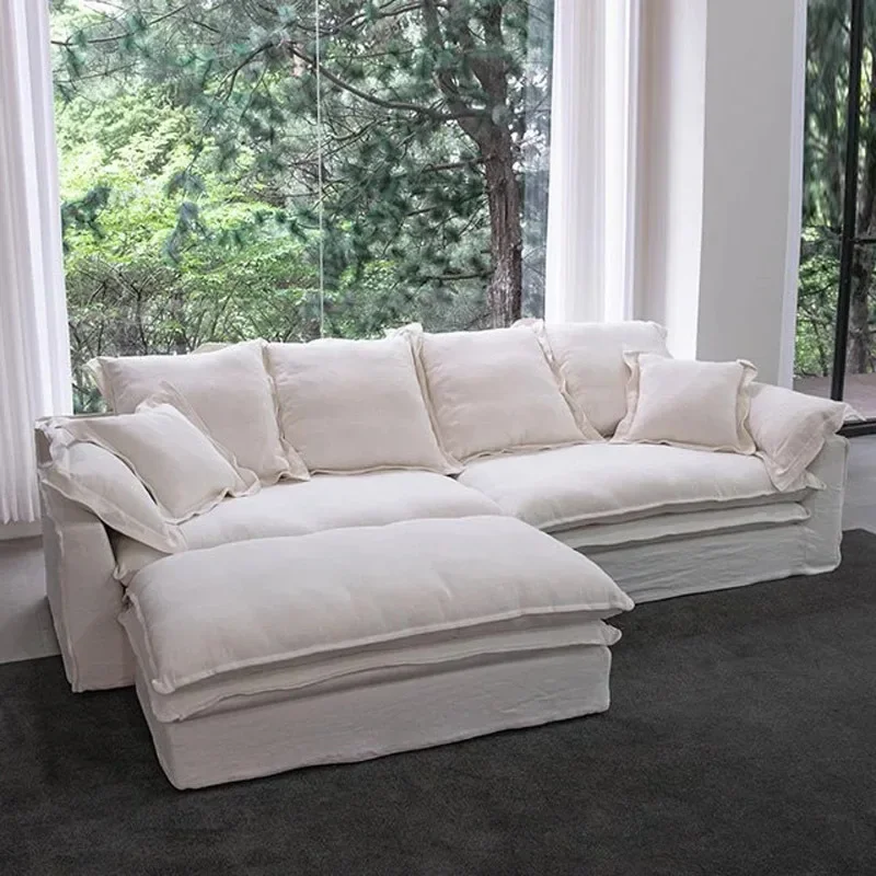 

Linen white down removable and washable apartment combination living room, cloud sofa