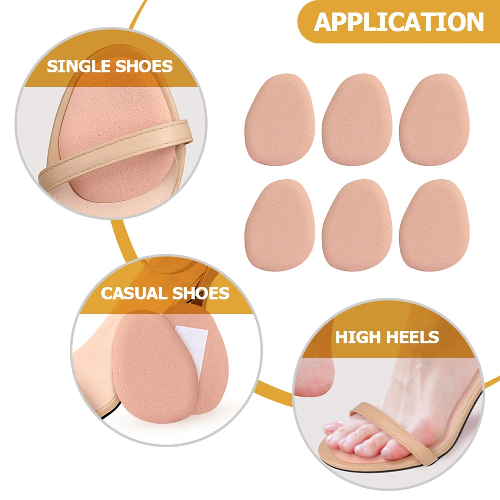 

6 Pairs Comfortable Forefoot Pads Self adhesive Portable Shoe Inserts Foot Accessories Daily Metatarsal Pads
