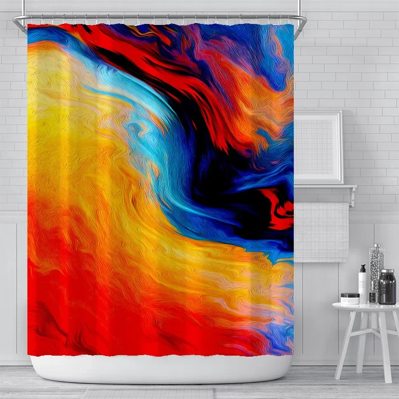 Colorful Rendering Creative Home Shower Curtain Kids Bathroom Decorative Waterproof Curtain Home Bathroom with Hooks Banheiro