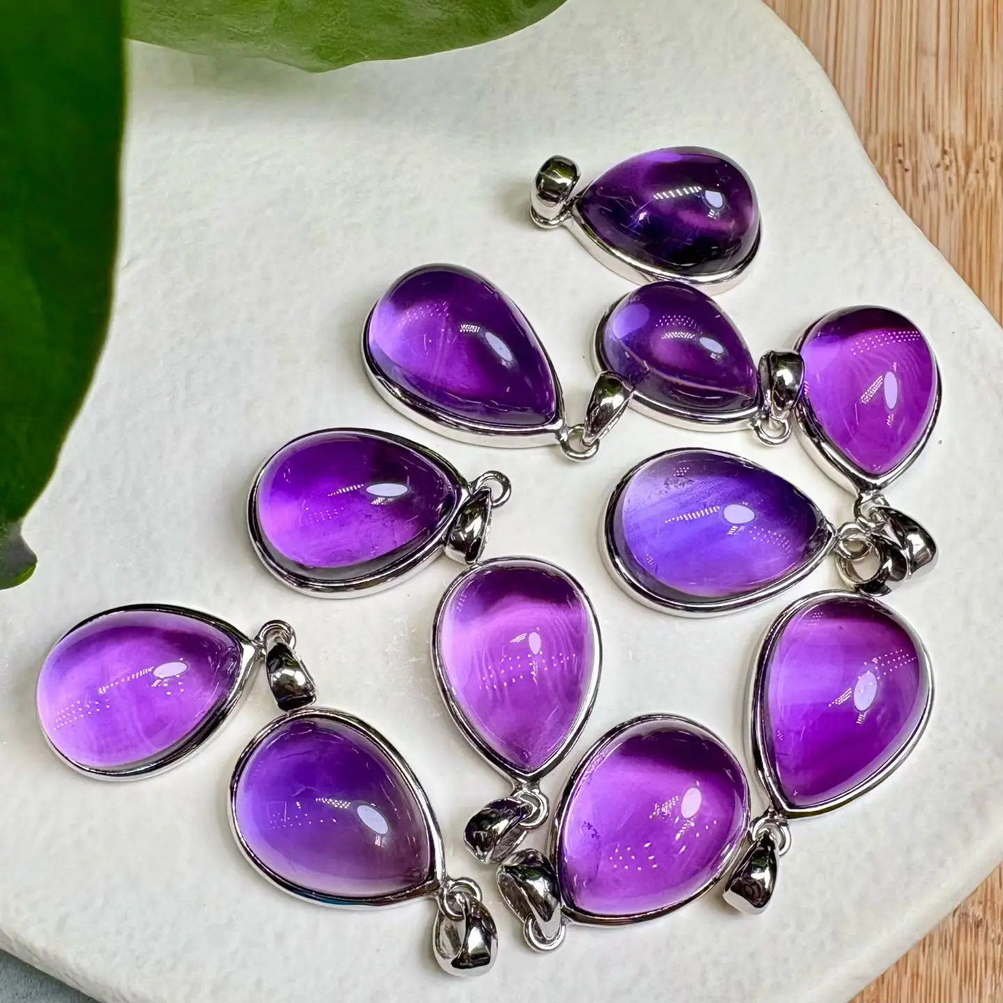 

1 шт. Fengbaowu натуральный аметист кулон в виде капли воды стерлингового серебра 925 пробы Рейки целебный камень кристалл подарок для женщин