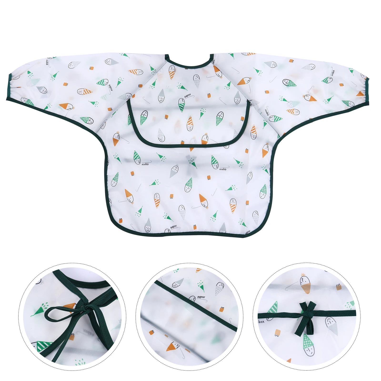 

Adorable Waterproof Baby Feeding Kids Meal Apron Long Sleeve Anti Fouling Easy Drying Cartoon Design Adjustable Neck
