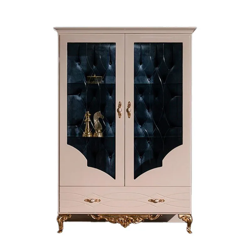 

Wine Cabinet Italian French Double Door Glass Wine Cabinet Double Door Wine Storage Display Cabinet Furniture