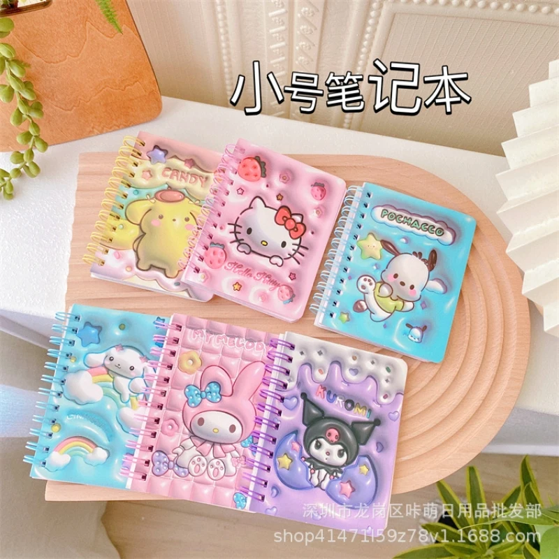 24Pcs Sanrio Note Book Hello Kitty Kuromi Cinnamoroll Portable Notebook Coil Book Student Children's Gift Stationery Wholesale