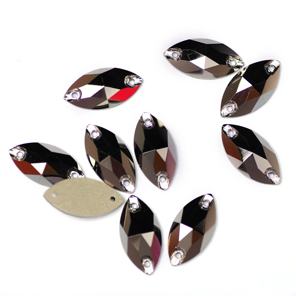 YANRUO 3223 Navette Jet Hematite Flatback Rhinestones Crystal Stone Sewing Rhinestone Sew on Stones Crystal Glass Beads