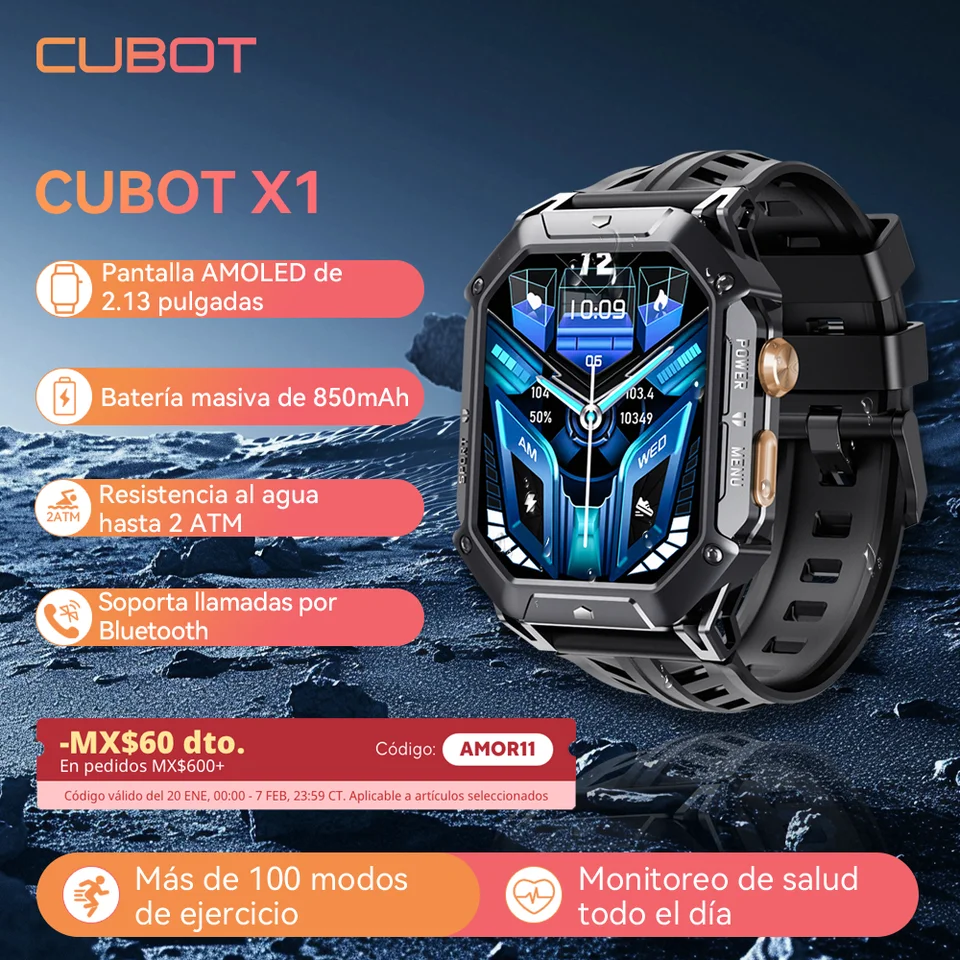 Cubot X1 Smart Watch for Men, Waterproof Bracelet Accessory with 2.13 ...