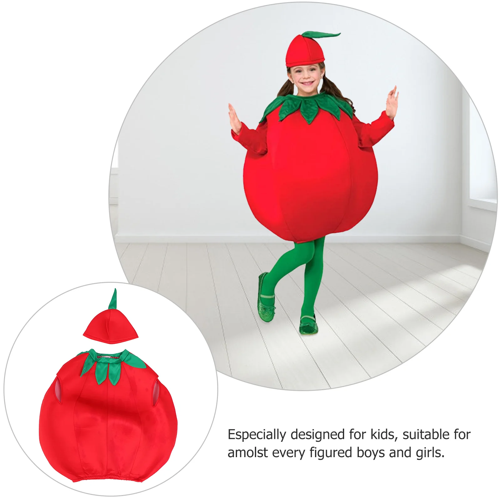 Tomato Kids Clothes School Performance Costume Costumes Halloween Cosplay Dress Fabric Outfit