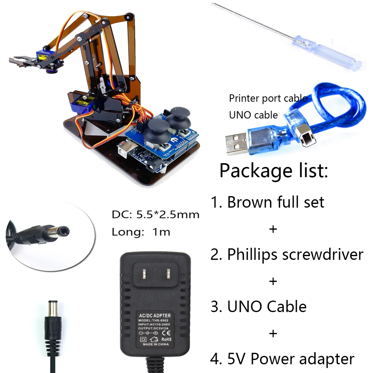 STEAM-Robô Mecânico Braço Kit, 4 Din, Desmontagem, Acrílico Manipulador, SG90 Garra Kit para Arduino, Programação, DIY