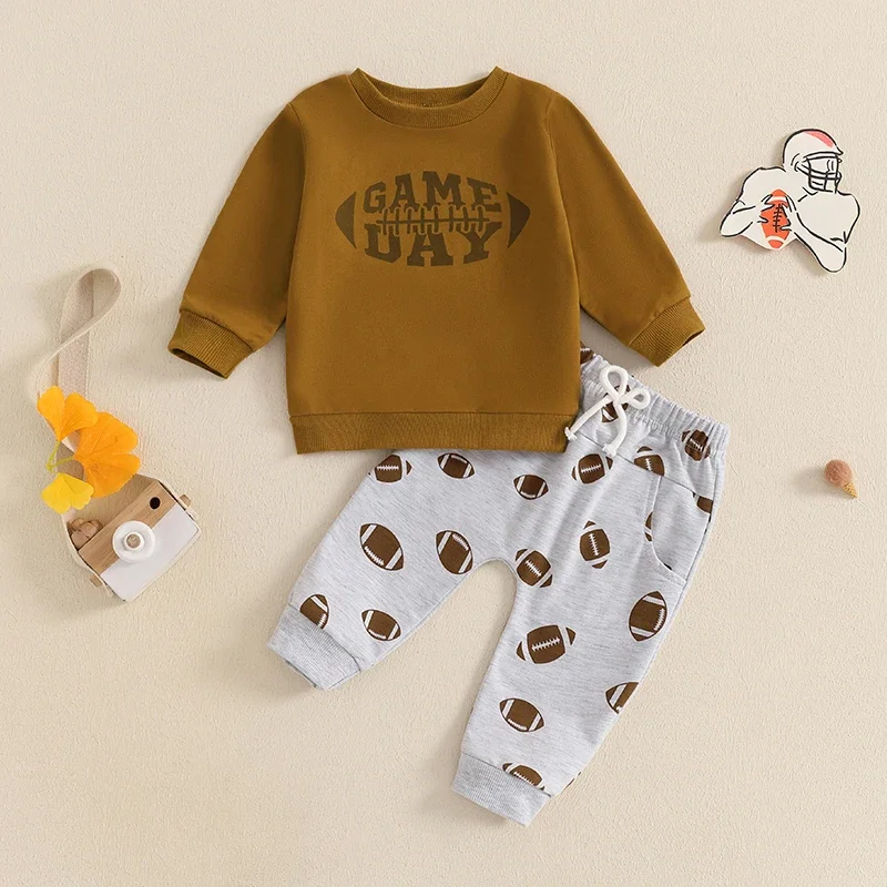 

Autumn Toddler Kid Baby Boy Clothes Sets Rugby Letter Print Long Sleeve O-neck Sweatshirts+Elastic Waist Pocket Pants Tracksuits