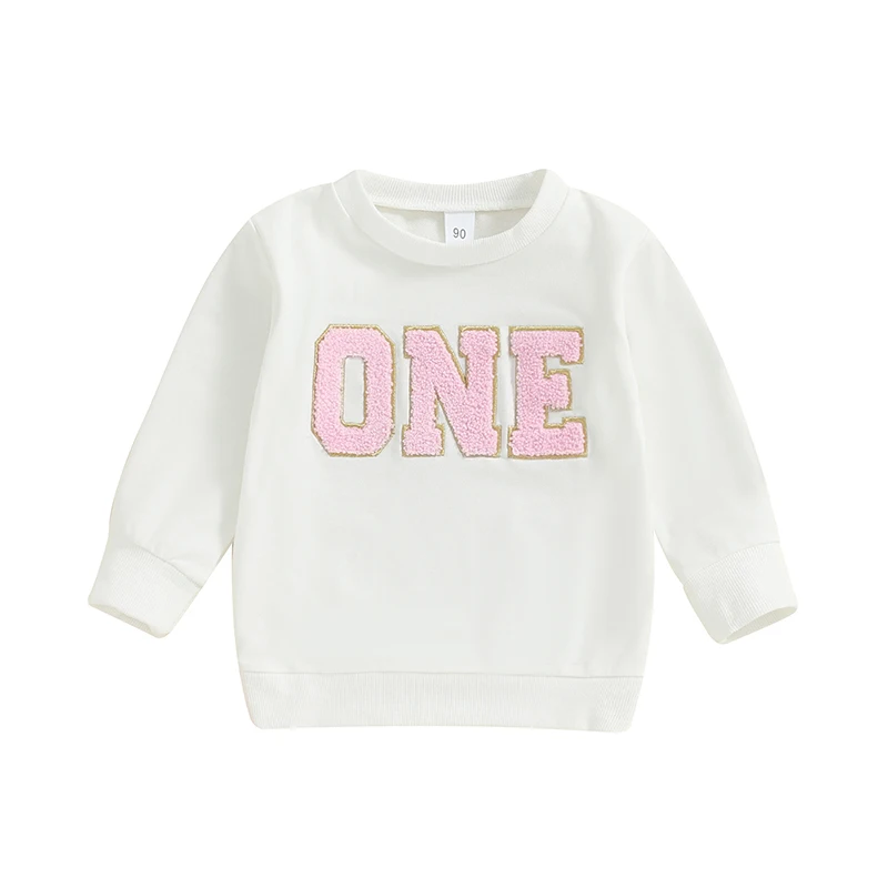 

Toddler Baby Girl Boy Birthday Outfit One Two Three Four Five Six Embroidery Sweatshirt Shirts Birthday Gift