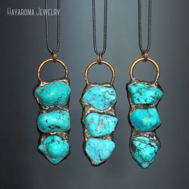 

10Pcs Blue Semi-precious Stone Howlite Leather Rope Soldered Jewelry Handmade Vintage Wholesale Necklace NM49689