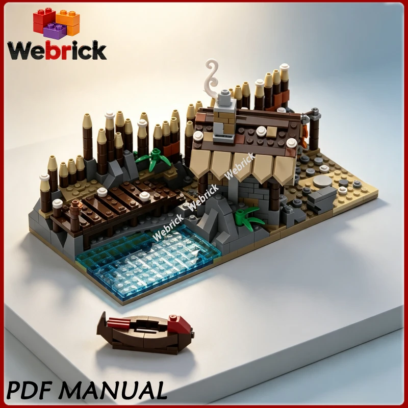 DIY Medieval Nordic Diorama Blocks Viking Blacksmith & Defense Outpost Brick Set, Handmade Ancient Rural Scene Assembly Toy