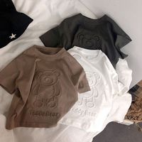 2024 Children's Cotton Short Sleeve Top Cartoon Bear Short Sleeve Summer New Style For Middle Small Kids Kidswear T-shirt