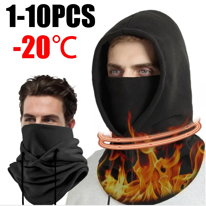 1-10PCS Extreme Cold Weather Balaclava Fleece Lined Cycling Ski Mask with Windproof Neck Warmer for Outdoor Sports