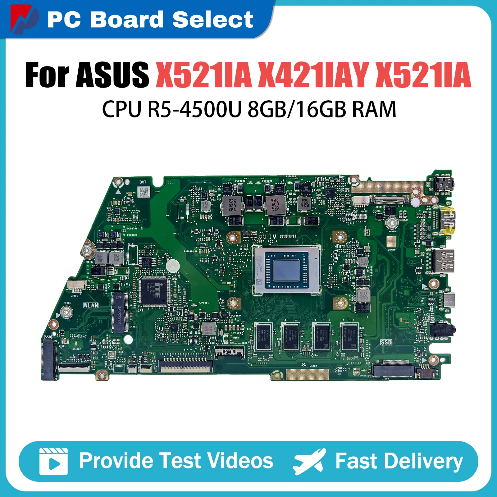 

X421IA Notebook Mainboard For ASUS Vivo Book X421IAY X521IA R421IAY Laptop Motherboard With CPU R5 4500U R7 4500U 8G 16G RAM