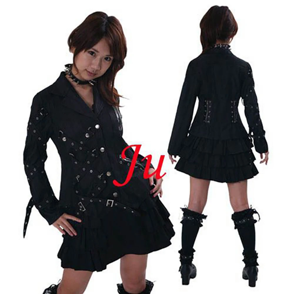 fondcosplay hiphop Gothic Tripp Lolita Punk Fashion Outfit black cotton shirt skirt Cosplay Costume CD/TV[CK860]