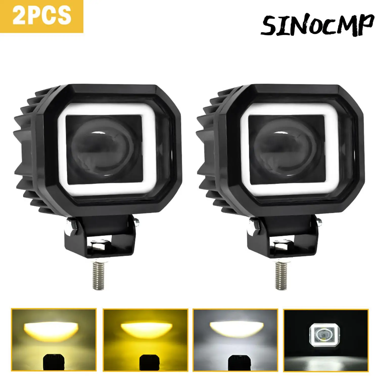 

2 Pcs Motorcycle Spotlights Fisheye Lens White Light For Car Motorcycle Atv Square Motorcycle Accessories Concentrating Light