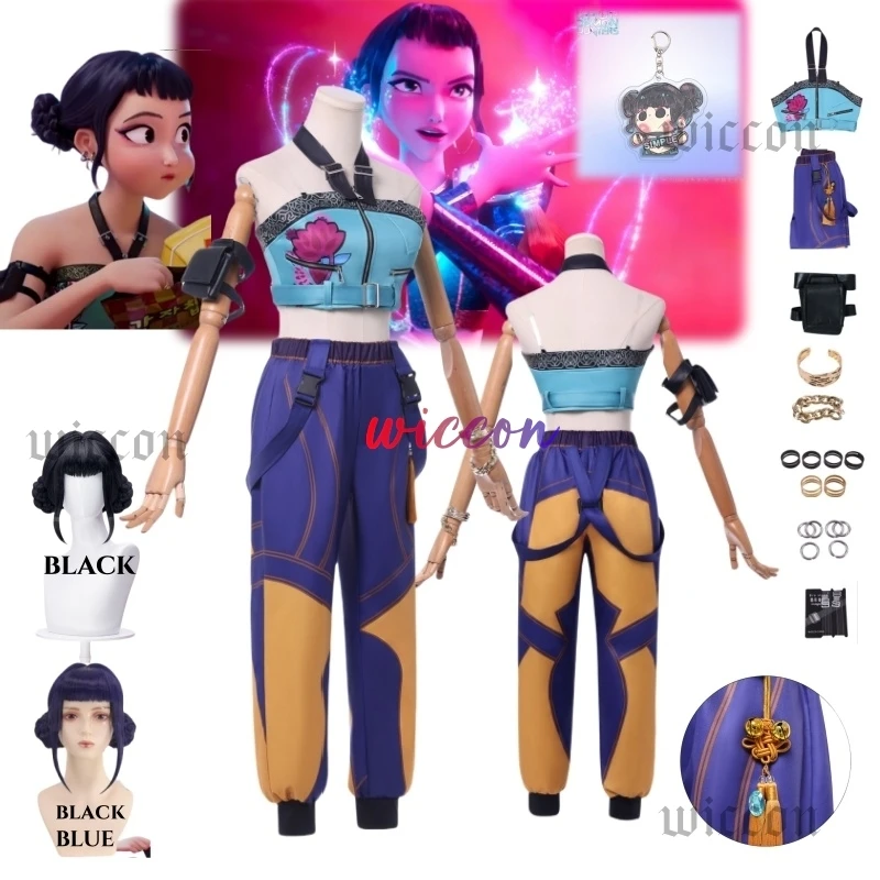 

Аниме KPop Охотники на демонов Zoey Косплей Униформа Huntrix Кольца Серьги Фестиваль Хэллоуин Вечеринка для женщин и девочек