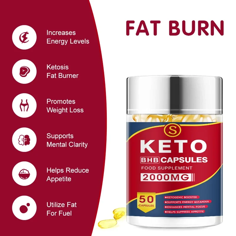 Keto BHB Fat Burning Supplement 2000 mg, Boosts Metabolism, Food Suppressant, Fat Burning, Boosts Immunity