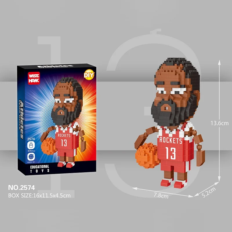 The New Basketball Idol 3D Model Building Block Basketball Player DIY Miniature Assembly Brick Movable Doll Model Children\'s Toy