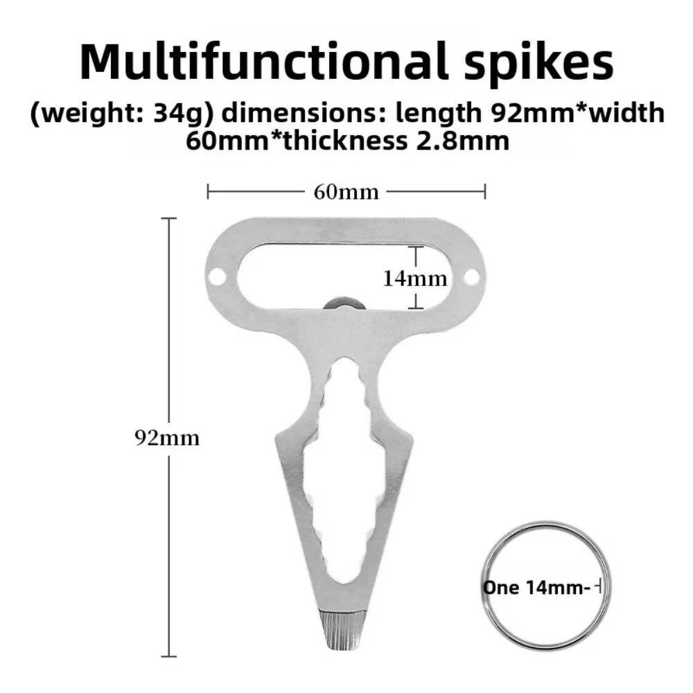 EDC Stainless Steel Practical Durable Self-Defense Spike - Portable Multi-Functional Tool with Wrench for Outdoor Camping Gear