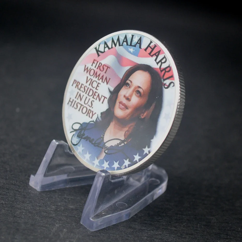 US Presidential Candidate Kamala Harris Silver Coin First Woman Vice President in U.S. History Challenge Coin Collectibles