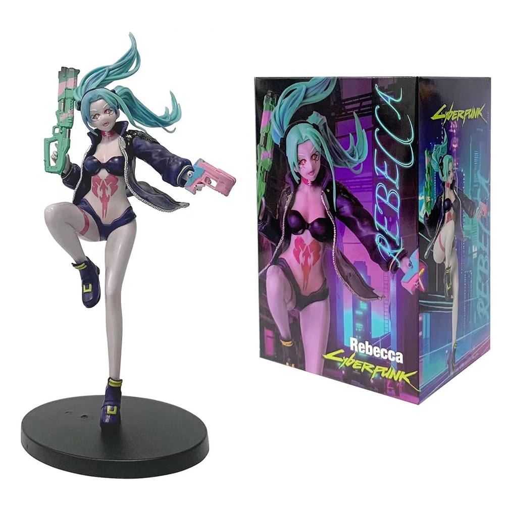 

23CM BANDAI Anime Game Cyberpunk: Edgerunners Rebecca Figure Battle Version Anime Model Toy Gift Lucy Collection Aciton Figure