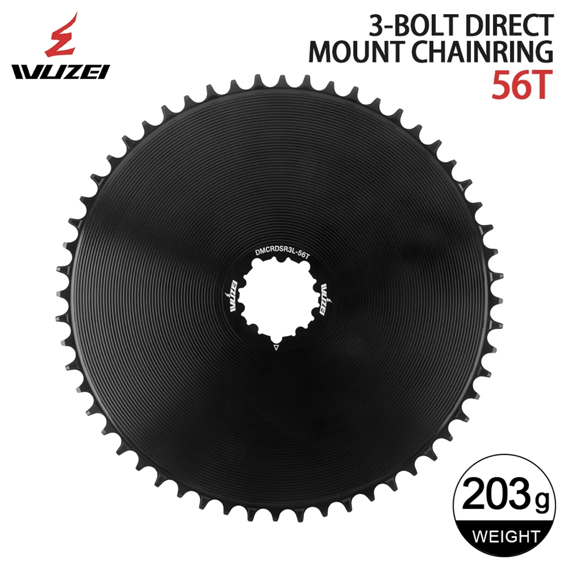 WUZEI 4,2 mm versetztes Rennrad-Kettenblatt, schmales breites AERO-Kettenrad 40T-58T für SRAM 3-Bolzen-Direktmontage-Kurbel 8 9 10 11 12S