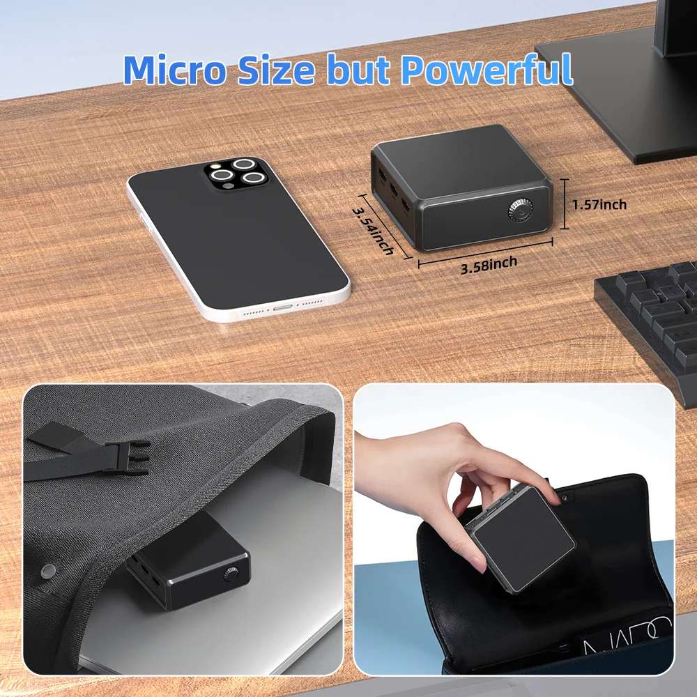 New 12Th Gen Mini Pc Windows11 Intel N100 Processor 8Gb Ddr5 4800Mhz 256Gb Pocket 12V Mini Computer